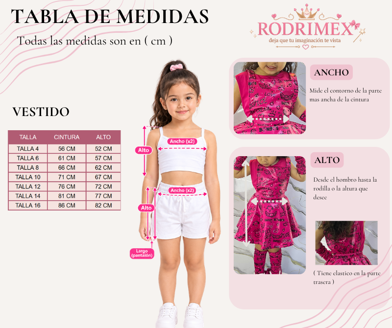 Guía de tallas (niños) de TRAJE DE LARA CAMPOS FUCSIA FULL PEDRERIA