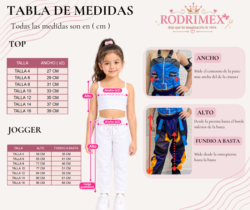 Guía de tallas (niños) de TRAJE DE ZOEY