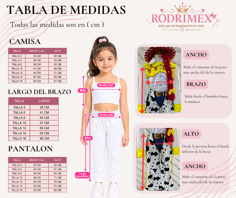 Guía de tallas (niños) de TRAJE VAQUERO WOODY