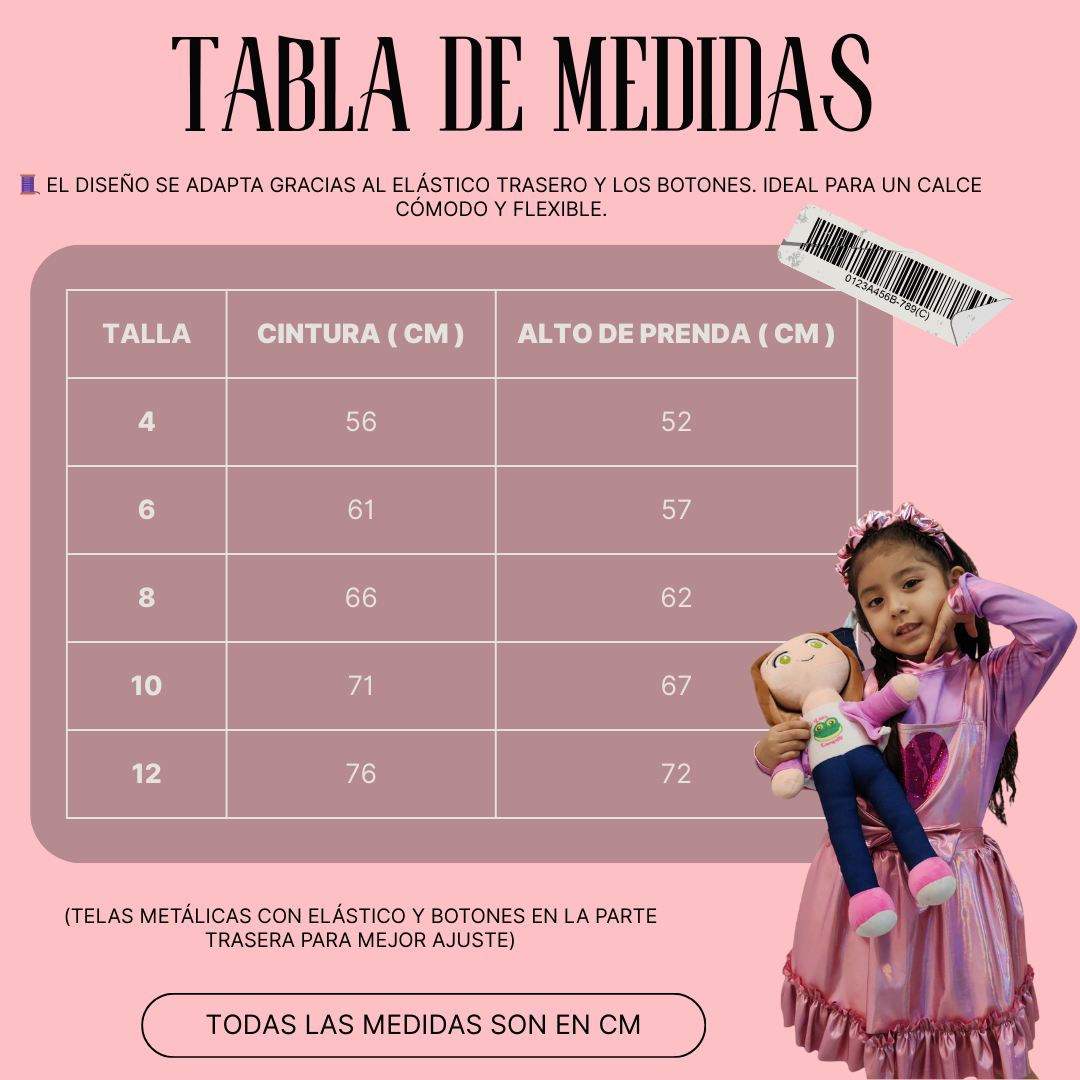 Guía de tallas (niños) de PREVENTA! TRAJE DE LARA CAMPOS ROSADO